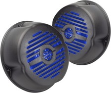 5” Water Resistant Surface Mount Speakers with Blue LED Lights for Marine, Rvs,