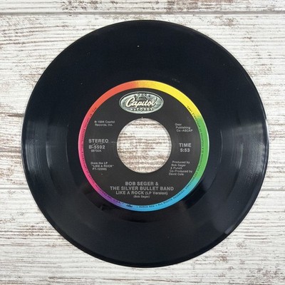 Bob Seger (45 RPM Vinyl 7'' Record) Like a Rock / Livin' Inside My Heart