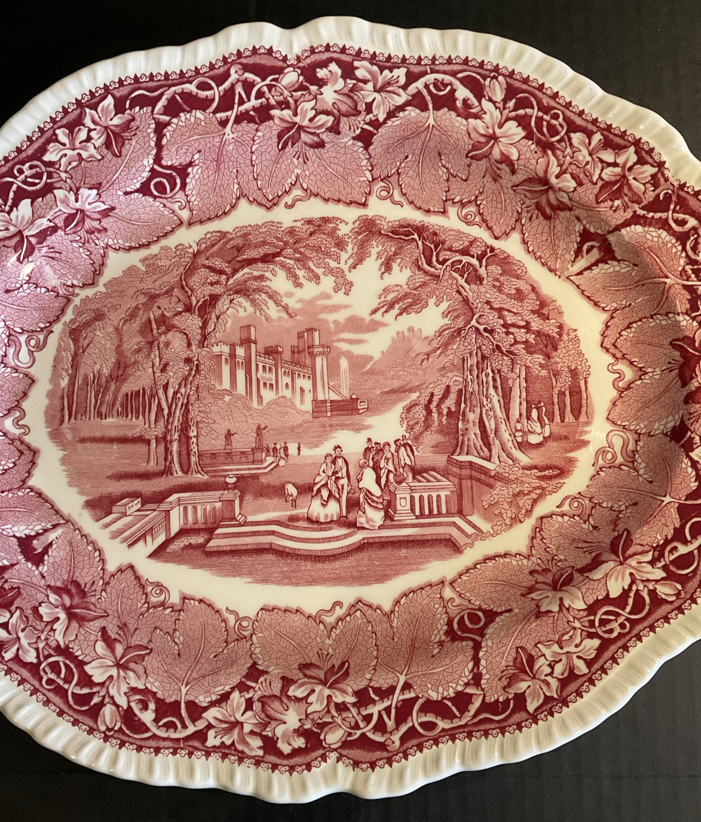 VTG MASON'S VISTA PINK RED HUGE 15 1/2” OVAL SERVING PLATTER ENGLISH PORCELAIN
