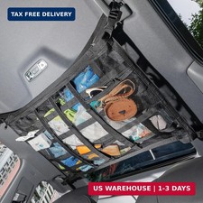 Car Ceiling Cargo Net with 3 Pockets,31.5"x21.6" Car Overhead Storage Mesh Organ