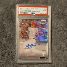 Bryson Stott - 2022 Stadium Club Chrome Auto Shimmer Ref /5  #BS Rookie - PSA 9
