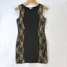Charlotte Russe Lace Side Bodycon Black Mini Dress Women L Date Night Chic LBD