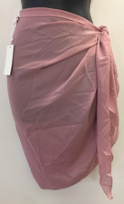 Women's Beach Sarong Coverup Chiffon Swimsuit Skirt Wrap Polyester Nudepink Med.