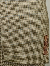 Ralph Lauren Mens 42L Sport Coat Wool Brown Houndstooth Blue Check Blazer Jacket