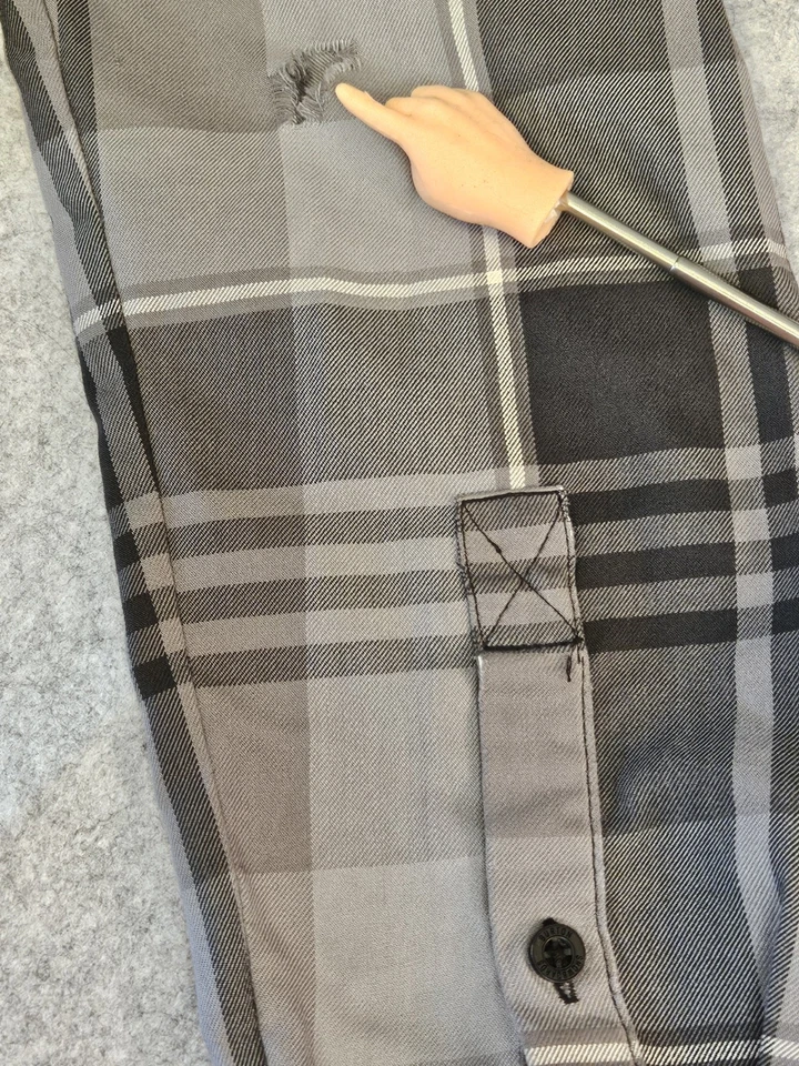 Camisa BURTON Dry Ride Para Hombre M Cazadora Con Capucha Gris A Cuadros Botones Esquí Gorpcore Foto 3 de 4