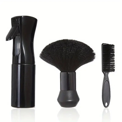 4Pcs Professional Barbershop Tools Spray Bottle Comb Nylon Bristle Beard Brush H