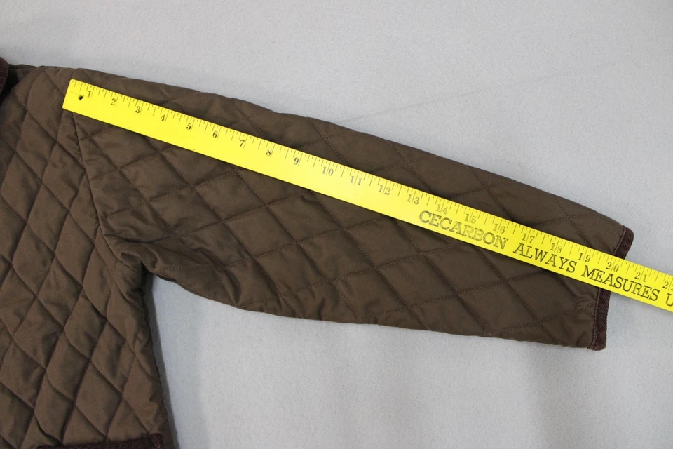 LL Bean Jacket Girls Medium 10-12 Brown Quilted Corduroy Collar Pockets Outdoor - Image 4 of 4