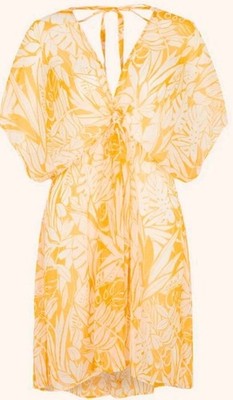Monsoon Accessorize Chiffon Leaf Print Kaftan Yellow UK Medium 12-14 Bnwt