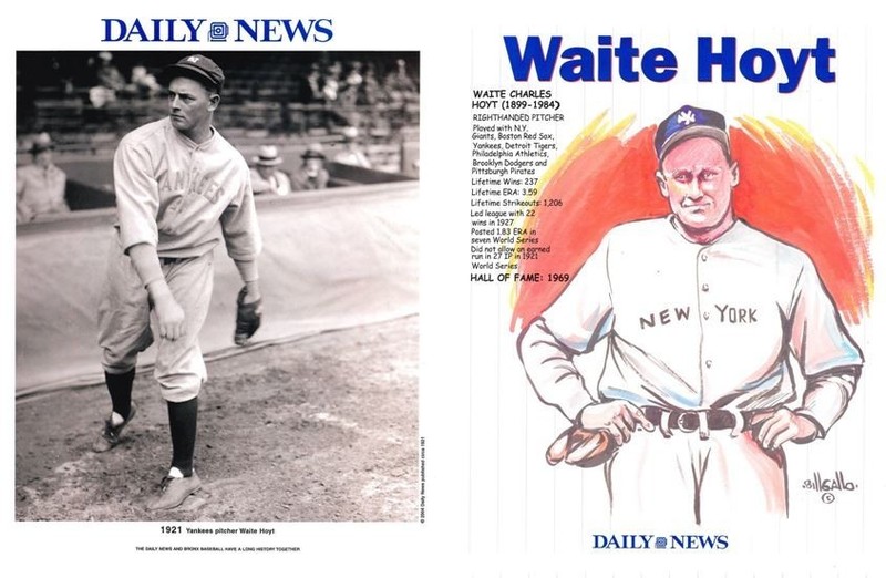 2004 Daily News Promotional 8x10 Insert of New York Yankees Waite Hoyt