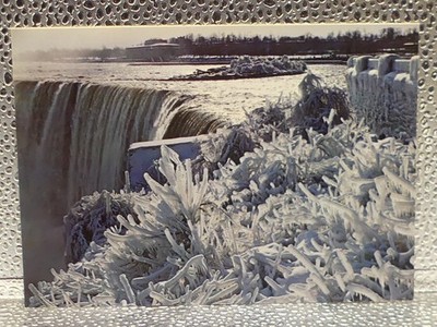 Niagara Falls, Ontario, Canada Horseshoe Falls Winter Ice Topographical Postcard