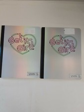 Yoobi Lot X2 Composition Notebooks Silver W/"Get It Girl " 100 Sheets Ea. BN 