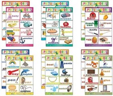 Educational Picture Words Learning Posters for Kids Bulk Set 6-Pack - Decor Wa
