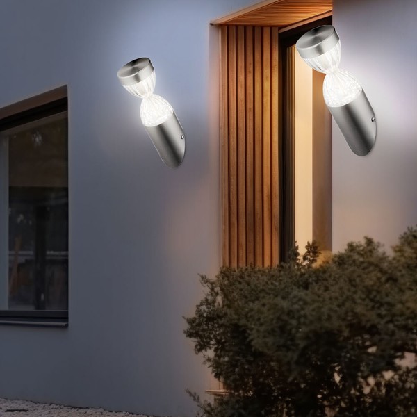 AußEnwandlampe Fackelleuchte HaustüRlampe Led Gartenlampe Silber H 26,5 Cm 2X-image