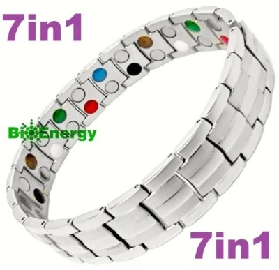 TITANIUM Magnetic Energy Armband Power Bracelet Health Bio 7in1 Bio 25558