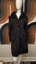 1990's Giacca Fur Trimmed Penny Lane Boho Coat Xl Vtg Hippie