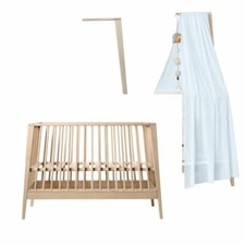 Linea by Leander Babybett Buche + Himmelgestell Buche + Himmel dusty blue - NEU