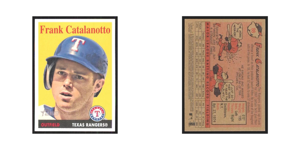 Frank Catalanotto 2007 Topps Heritage #88 Texas Rangers Baseball Card NM - Image 3 of 3
