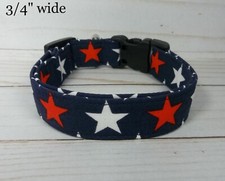 Navy Red White Stars Terri's Dog Collar Patriotic handmade adjustable 4th July