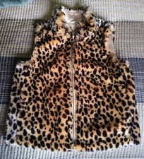 EUC Crewcuts Girls Leopard Cheetah Plush Faux Fur Winter Vest 6 7