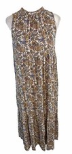 LOFT Beach Collection Womens Sz S-Tiered Halter In Crinkle Gauze Like Fabric