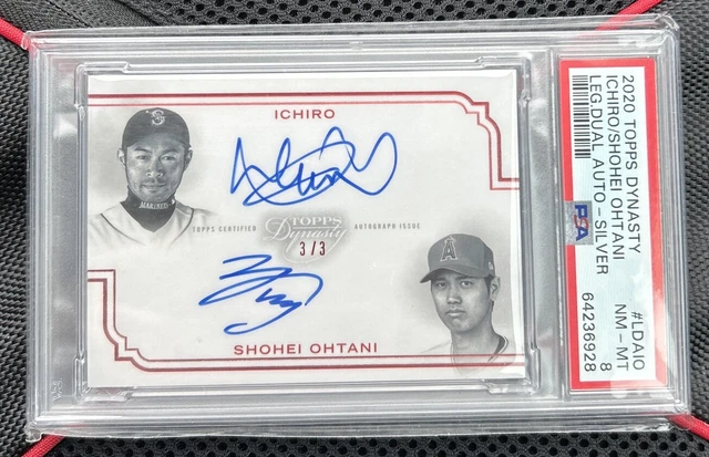 Shohei Ohtani Ichiro 2020 Topps Dynasty Dual On Card Autograph #/3 PSA 8 #LDA-10