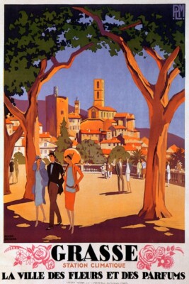 GRASSE THE CITY OF FLOWERS PERFUMES TRAVEL FRENCH RIVIERA VINTAGE POSTER REPRO