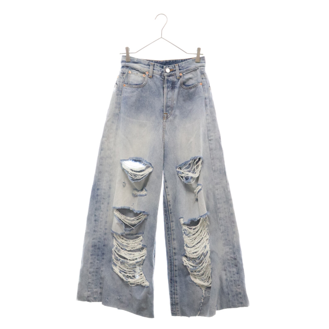 VETEMENTS 23SS DESTROYED BAGGY JEANS Denim Pants Indigo Blue 