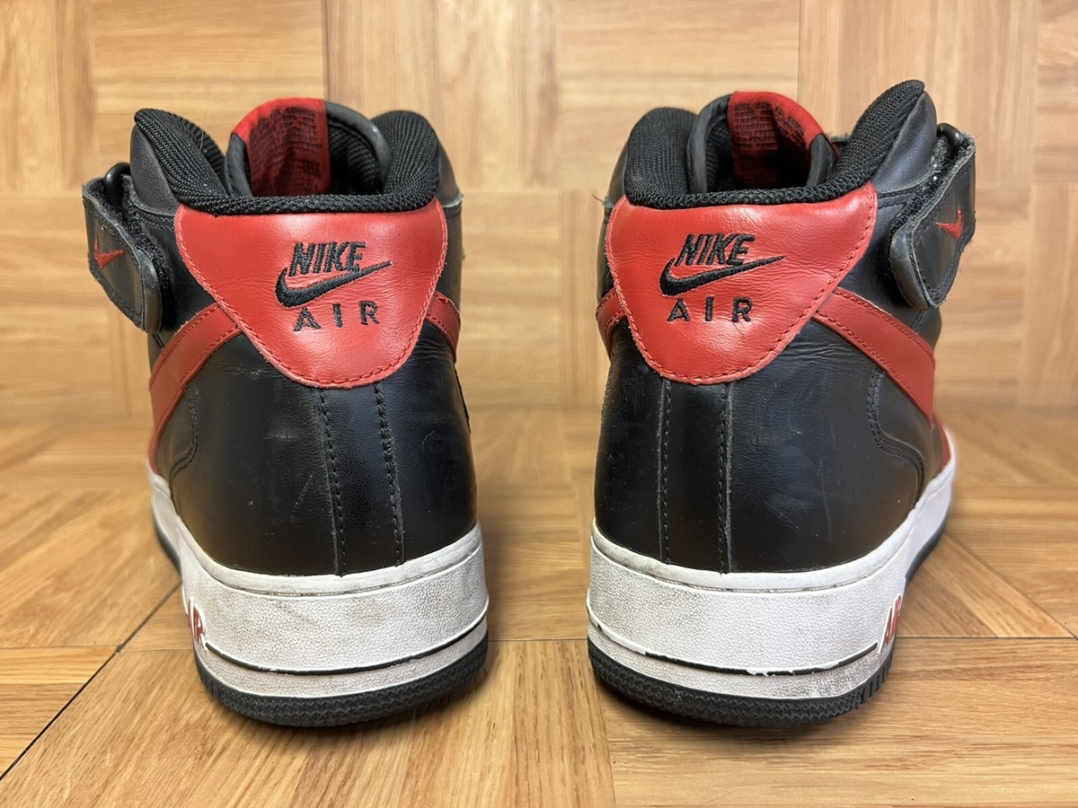 RARE🔥 Nike Air Force 1 Mid Bred Reverse Red Black Size 13 306352
