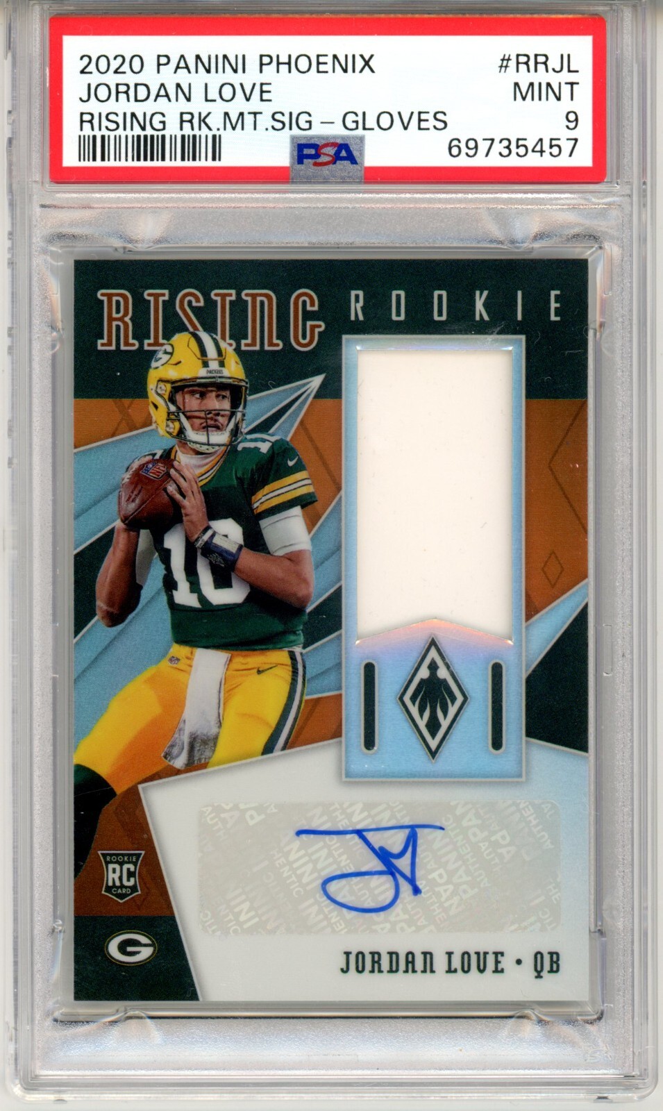 Jordan Love Panini Phoenix Rising Rookie Material Signatures #RRJL Gloves
