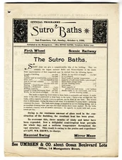 1896 SAN FRANCISCO SUTRO BATHS, FIRTH WHEEL, SCENIC RAILWAY~RARE ANTIQUE PROGRAM