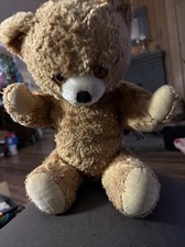 VTG Knickerbocker Animals Of Distinction Brown Orange Eyes Stuffed Bear Plush