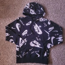 Nike All Over Print Hoodie Boys Size XS Print Swoosh Sweatshirt Rare