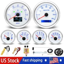 85mm GPS Speedometer 80MPH Tacho &52mm Fuel Level 0-90ohm/Oil/Temp/Volt W/Sensor