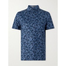 G/FORE Men's Mapped Icon Camo Tech Jersey Polo Blue Twilight Size XL