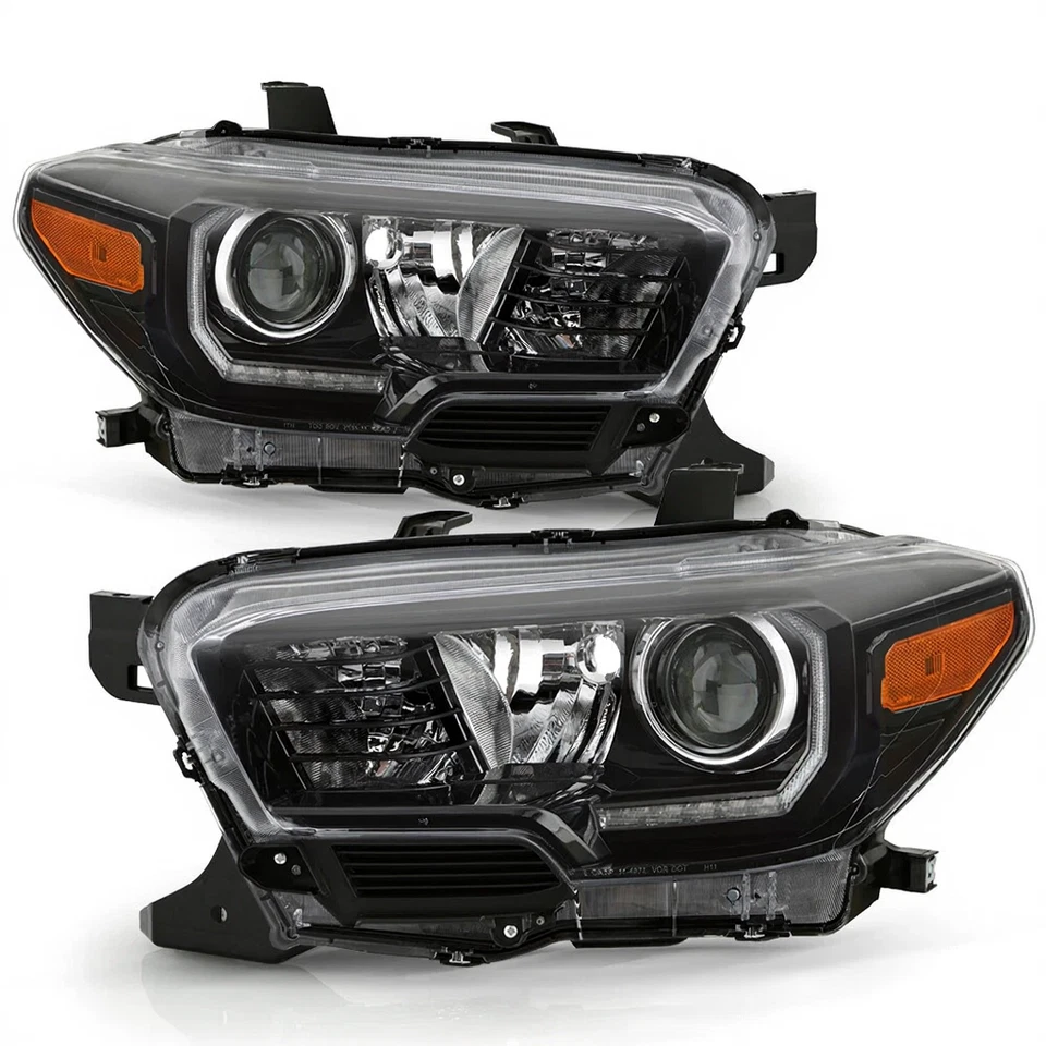 Par de faros halógenos cromados LED DRL para Toyota Tacoma 2016-2022 Foto 2 de 4