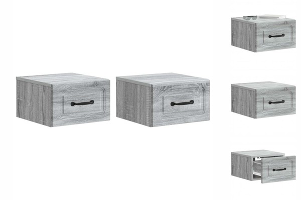 Nachttisch HäNgend 2Er Set Nachtschrank Graues Sonoma 34,5X33X20 Cm-image