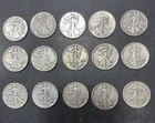 Lot of 15 Old Circulated U.S Liberty Walking 90% Silver Half Dollar Coins L#A2