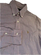 Ralph Lauren Button Up Shirt Men Size Large Red White Blue Color Pony