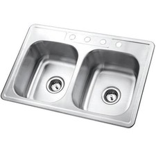Kingston Brass GKTD33227 33" Drop In 21 Gauge Double Basin - Nickel