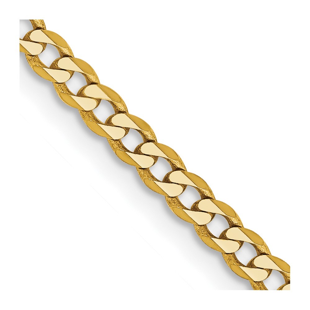 14K 16 inch 2.3mm Flat Beveled Curb with Lobster Clasp Chain Necklace Womens