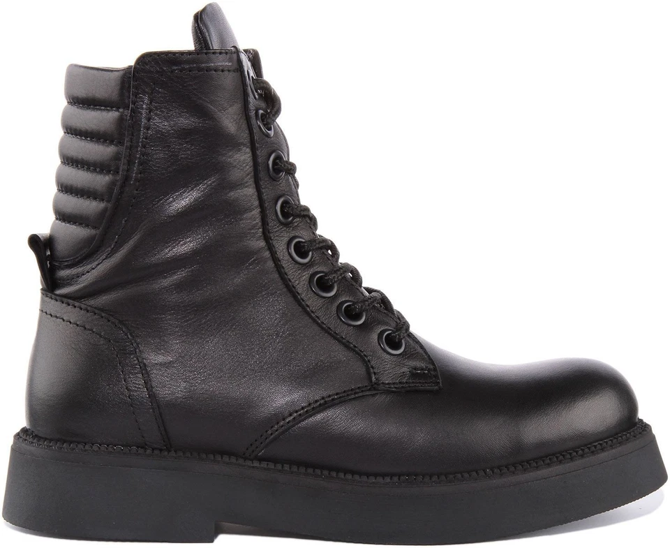 JUSTINREESS ENGLAND Clarissa Combate de Cuero Mujer Botas en Negro Ru 3-8 - Imagen 2 de 4