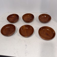 Vintage Lot Of 6 Hand Turned Maple Wooden Bowl Or Trinket Dish 6"