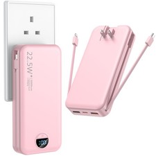 Portable Charger with Wall Plug, 20000mAh USB Power Bank Fast Charging, Exter...