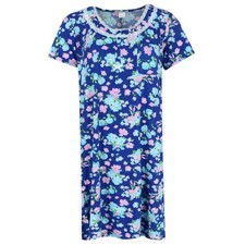 Elegant Emily Women's Floral Henley Short Sleeve Sleep Gown