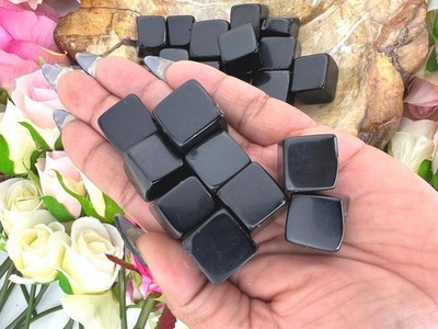 Black obsidian mini crystal cube - black obsidian cube - obsidian mini cube -