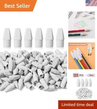 White Pencil Top Erasers, 120 pcs, Eraser Caps for Pencils