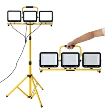 22500 Lumen Work Lights with Stand, Three Head LED Work Light 15FT Power Cord