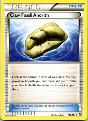 Claw Fossil Anorith Normal Uncommon XY - Steam Siege 100/114 LP