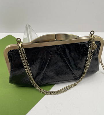 Hobo  NWT Hayley Black Clutch Wallet With Chain Handle Kiss Lock Closure NWT