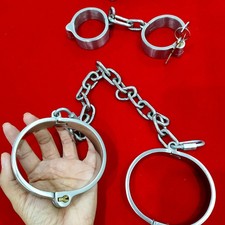 Heavy Duty Shackles Bracelets Handcuffs Neck Collar Bondage Couple Cosplay BDSM